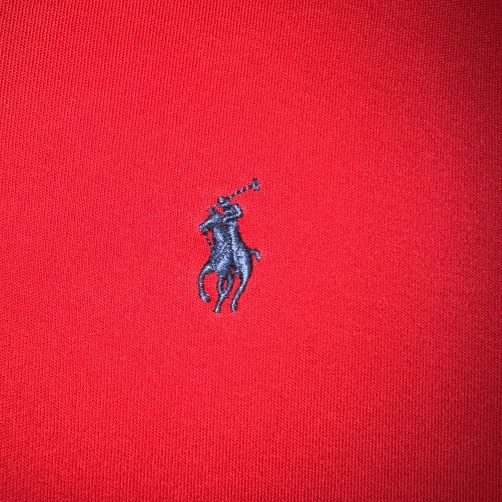 Men's Medium Polo Ralph Lauren Solid Red Polo With Navy Logo